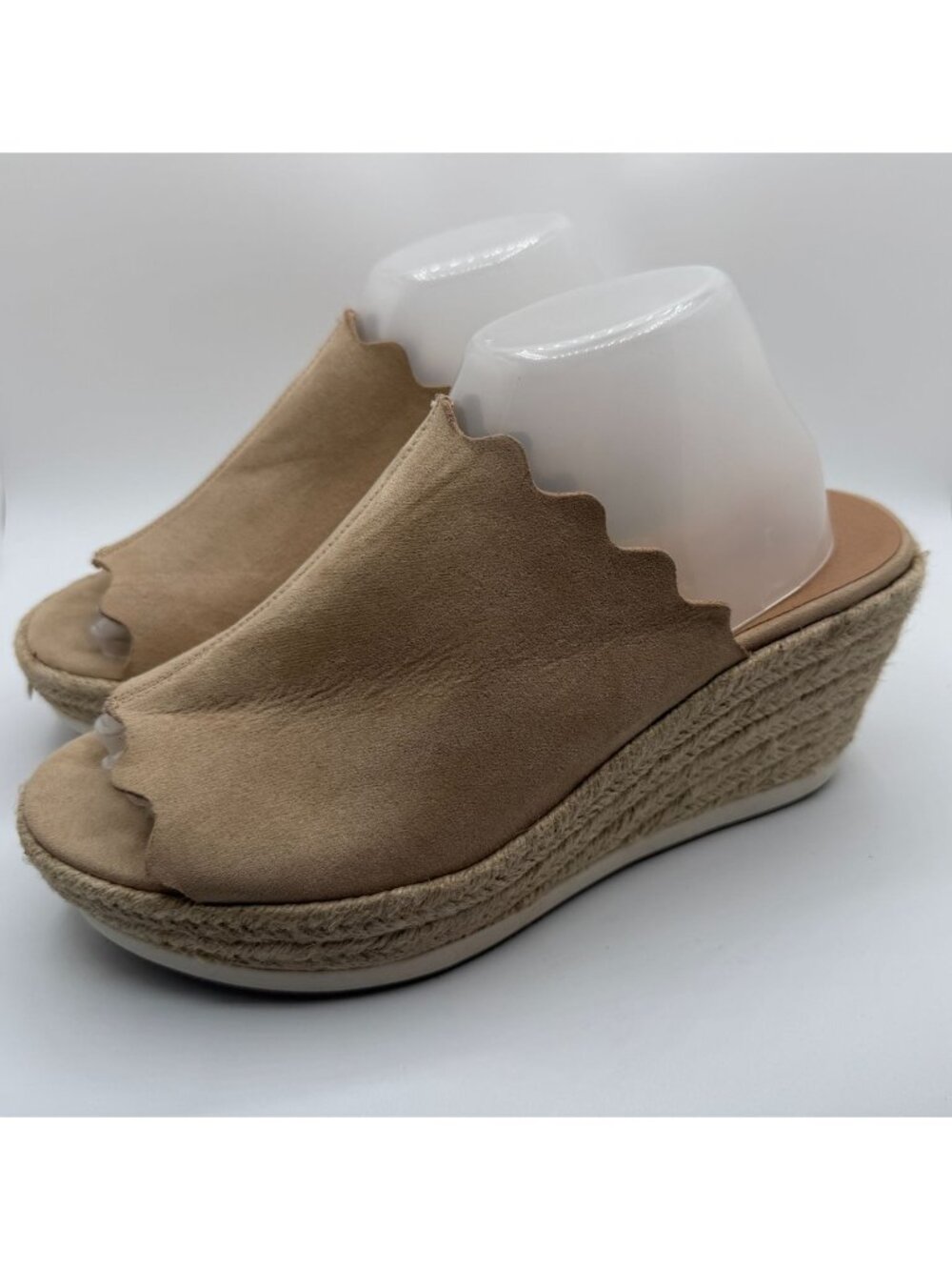torrid Tan Scalloped Suede Espadrille Wedge Sandals
